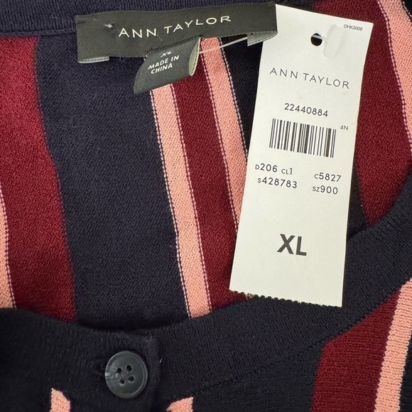 NWT Ann Taylor Button Front Striped Cardigan Multi Color size X-Large - Picture 6 of 8